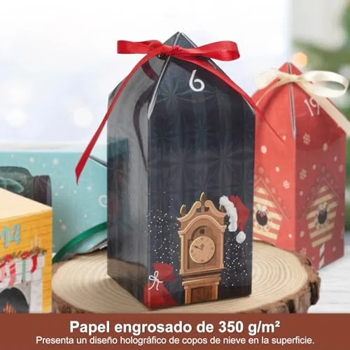 Tibomuo ▫️ Calendário do Advento com caixas para encher, 25 numeradas. Calendário do Advento de Natal. Cria o teu Calendário do Advento de 2025 com caixas de presente para meninos, meninas e amigos (25 casinhas e caixas) 5