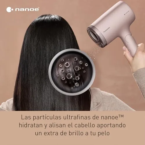 Panasonic ▫️ EH-NA7M-P825 Nanoe Secador de cabelo para um cabelo brilhante, design dobrável, secagem rápida, bocal concentrador, 1600 W, rosa 3