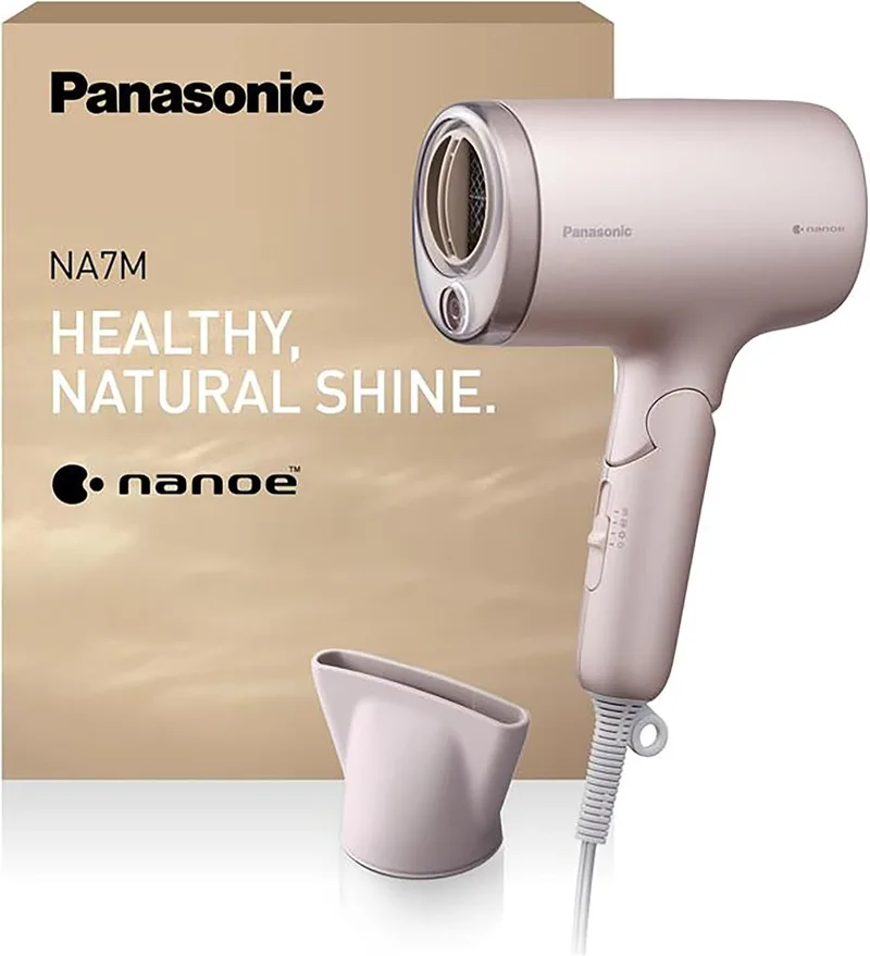Panasonic ▫️ EH-NA7M-P825 Nanoe Secador de cabelo para um cabelo brilhante, design dobrável, secagem rápida, bocal concentrador, 1600 W, rosa