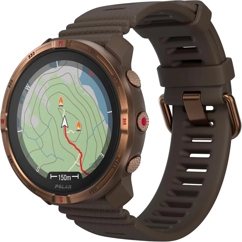 Polar ▫️ Relógio multidesportivo Grit X2 para atividades ao ar livre com GPS – Ecrã AMOLED, mapas offline, GPS duplo, ECG no pulso, biossensores Elixir, TrainingPeaks, SpO2, bateria com autonomia até 7 dias, Copper Brown