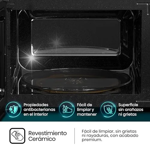 Hisense ▫️ H23MOBP2H4 - Micro-ondas de 23 litros, 800 W de potência, botões mecânicos giratórios, abertura Smart Tab, limpeza fácil graças ao revestimento interior cerâmico, cor preta 4