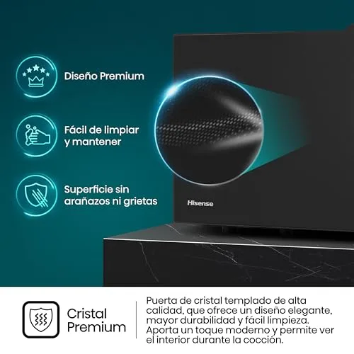 Hisense ▫️ H23MOBP2H4 - Micro-ondas de 23 litros, 800 W de potência, botões mecânicos giratórios, abertura Smart Tab, limpeza fácil graças ao revestimento interior cerâmico, cor preta 5