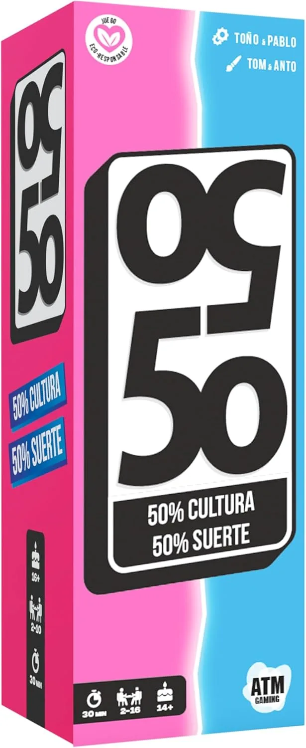ATM Gaming ▫️ 50 50 - Jogos de Tabuleiro para Adultos e Famílias - Cultura Geral Trivia Divertido e Educativo - Ideal para Família, Festas, Casais - Prenda Original
