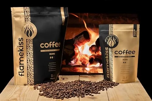 FLAMEKISS ▫️ Café em grão 1 kg - Torrado a lenha em Portugal - Mistura de Arábica e Robusta, suave, sem acidez e com muita espuma - Para máquinas de café superautomáticas e de expresso 4
