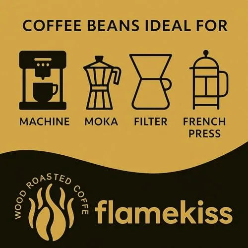 FLAMEKISS ▫️ Café em grão 1 kg - Torrado a lenha em Portugal - Mistura de Arábica e Robusta, suave, sem acidez e com muita espuma - Para máquinas de café superautomáticas e de expresso 5