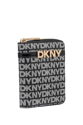 DKNY ▫️ Carteira Avril Small Zip Alrededor para Mulher, com logótipo em preto e preto, tamanho pequeno 4