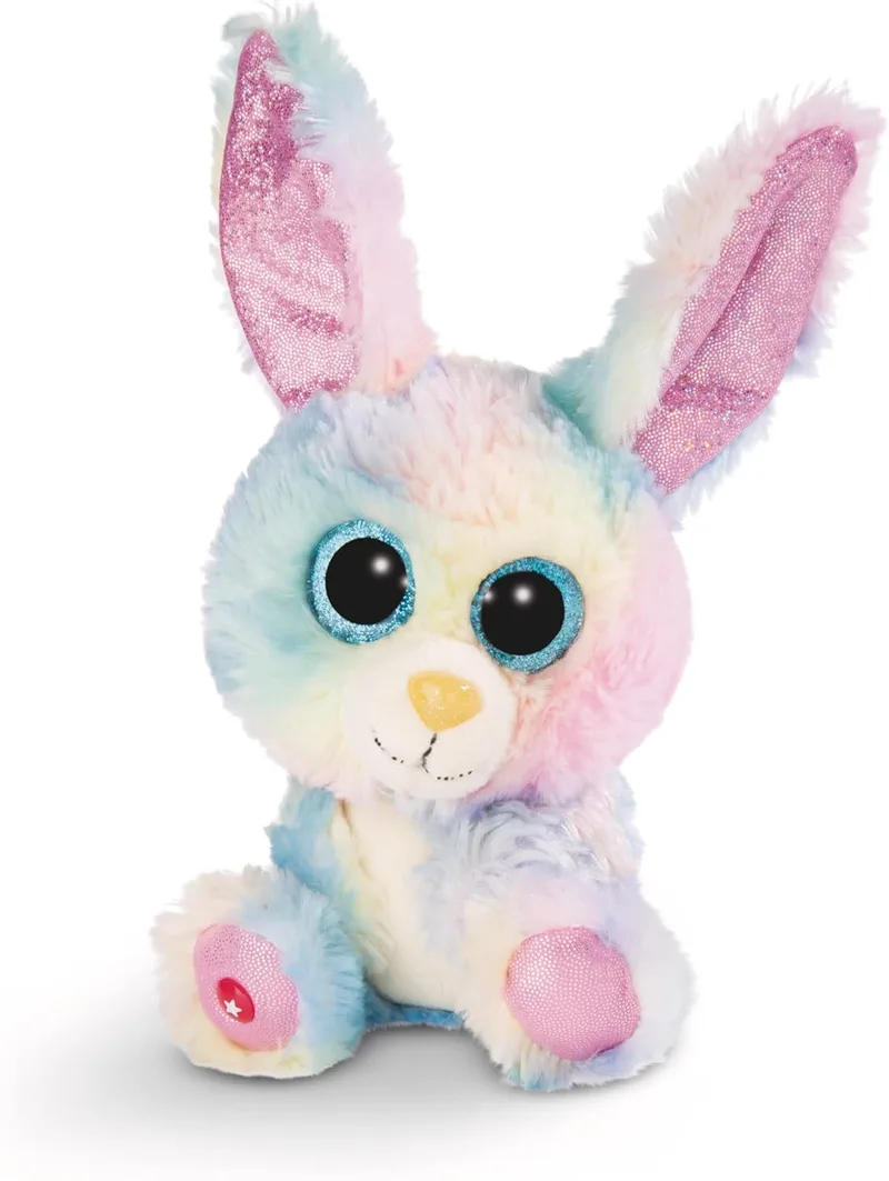 NICI ▫️ Coelhinho de peluche GLUBSCHIS Olly de 15 cm, colorido, boneco fofinho, animal adorável para abraçar e brincar, excelente ideia de presente para crianças e adultos, 62594
