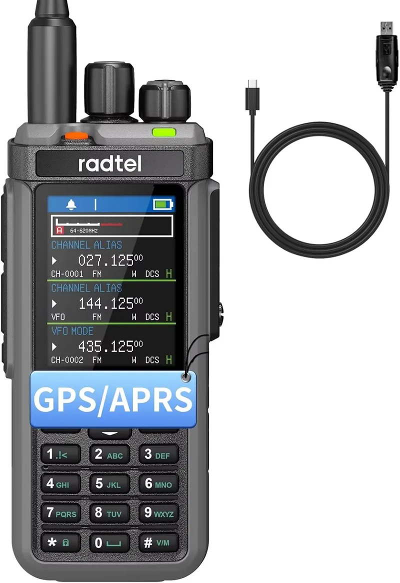 radtel ▫️ RT-880G GPS APRS Ham Radio 10W Walkie Talkie CB Portátil 1024 Canais HF SSB RX Rádio com Repetidor de Banda Cruzada, Ecrã a Cores de 2.4 Polegadas, Bateria Recarregável de 2400mAh,