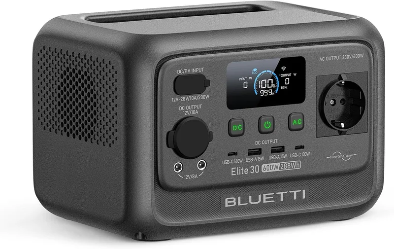 BLUETTI ▫️ Elite 30 V2 Estação de Energia Portátil, Gerador Solar de 288 Wh, Saídas CA de 600 W (Power Lifting 1500 W), Bateria LiFePO4 de carregamento rápido para campismo, viagens de carro e cortes de energia