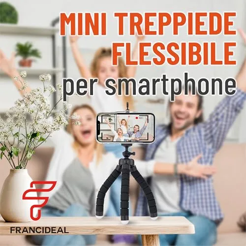 Generico ▫️ Francideal – Tripé flexível de 18 cm para smartphones e câmaras – Tripé de mesa portátil com pernas em forma de polvo, cabeça giratória a 360°, clipe universal – Suporte compacto e leve 3