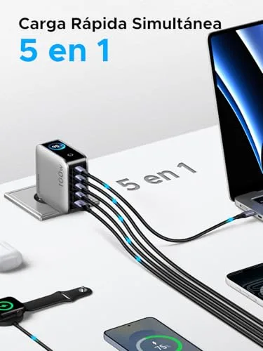 UGREEN ▫️ Nexode Pro Carregador USB-C de 100 W com carregamento rápido e ecrã TFT 4