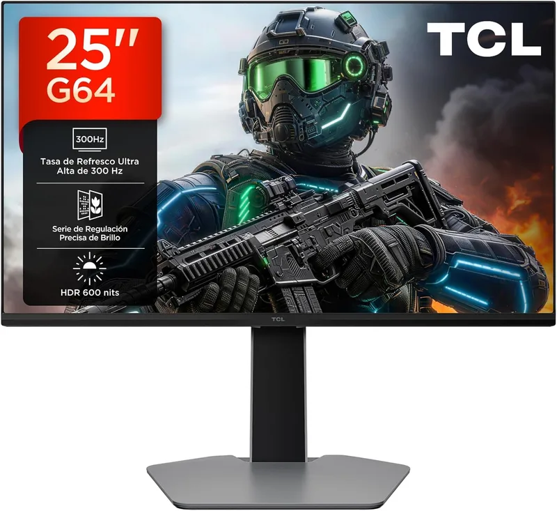 TCL ▫️ Monitor para jogos 25G64 LED QD-Mini de 25 polegadas, Full HD, 300 Hz, painel Fast-IPS, HDR de 600 nits, 1 ms, AMD FreeSync Premium, compatível com G-Sync