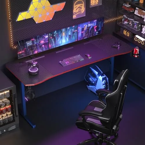 JUMMICO ▫️ Mesa de jogos 180 × 60 cm, secretária de jogos ergonómica em fibra de carbono 2