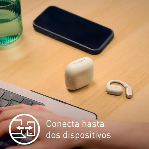 Panasonic ▫️ RB-F10DE-C Auscultadores sem fios de ouvido aberto para desporto, corrida e fitness, com microfone ENC, 25 horas de reprodução, Bluetooth 5.4, IPX4, controlos táteis, bege 4
