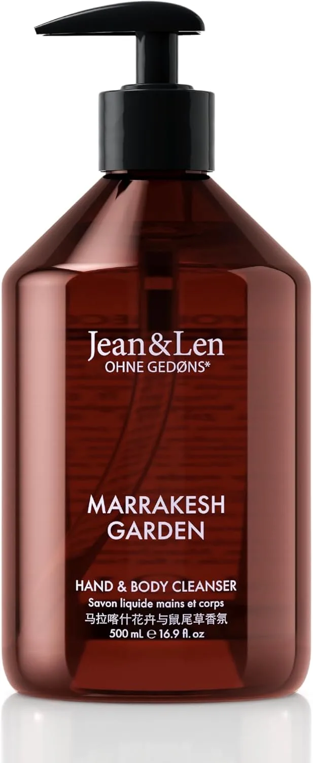 Jean & Len ▫️ Gel de Limpeza para as Mãos e o Corpo Marrakech Garden, para uma limpeza perfumada, fragrância elegante, vegan, 500 ml