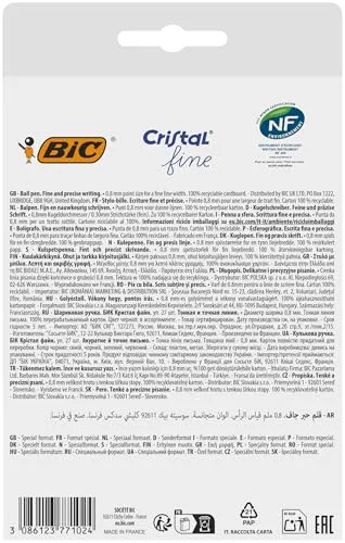 BIC ▫️ Canetas esferográficas Cristal Fine de ponta fina (0,80 mm) - Tintas em cores variadas, caixa de edição especial com 27 unidades 2