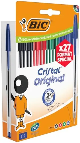 BIC ▫️ Canetas esferográficas Cristal Original de ponta média (1,00 mm) - Tintas em cores variadas, caixa de edição especial com 27 unidades 4