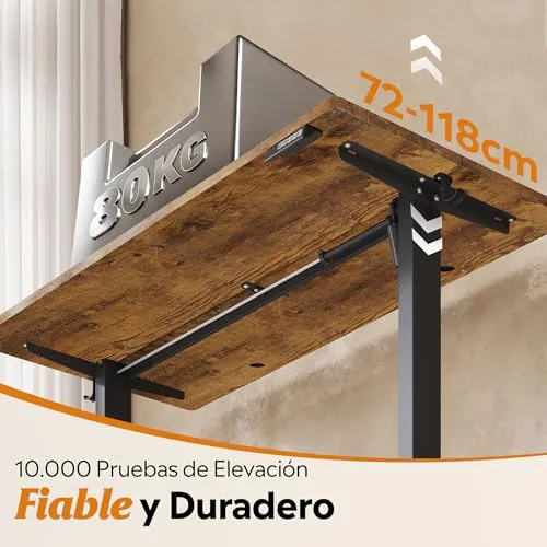 DEVAISE ▫️ Secretária Elevável Elétrica, Mesa Regulável Rltura 160 x 70 cm com 3 memórias, Mesa de escritório com painel inteligente para uso doméstico com tampo montado, Carvalho Natural 6