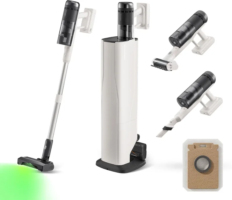roborock ▫️ H60 Hub Pro – Aspirador sem fio com base de esvaziamento automático, potência de sucção de 170 AW para tapetes e pisos duros, autonomia de até 80 min, escova anti-emaranhamento, luz LED verde para detetar o pó