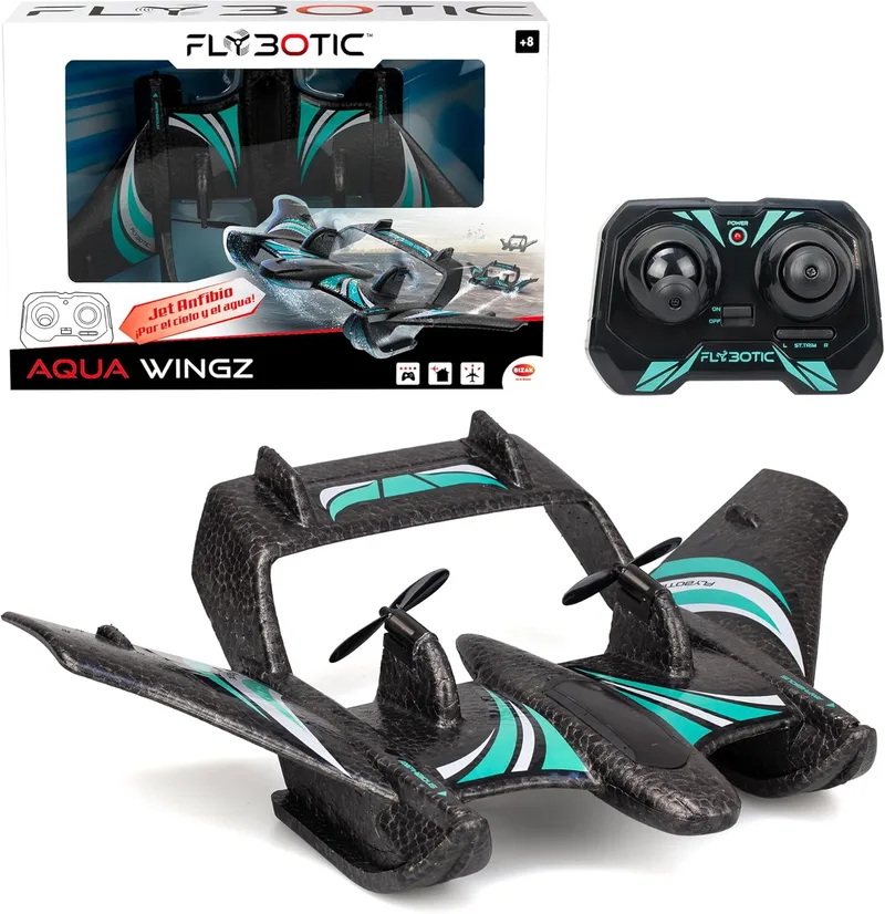 Bizak ▫️ Aqua Wingz – Avião RC com luzes LED, descolagem na água ou em terra, espuma EPP resistente, a partir dos 10 anos, (62004498)