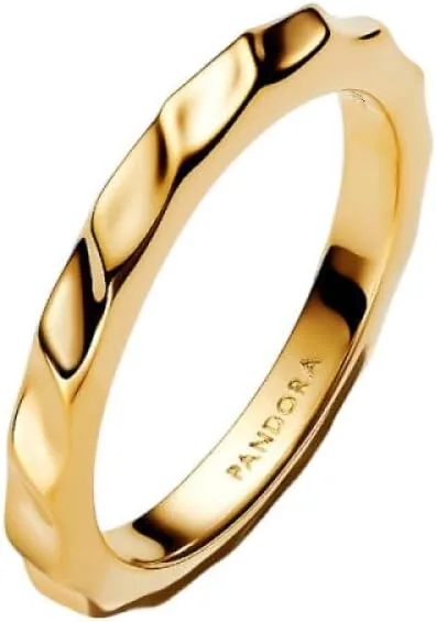 PANDORA ▫️ Anel para mulher, ondulado, dourado, 163885C00