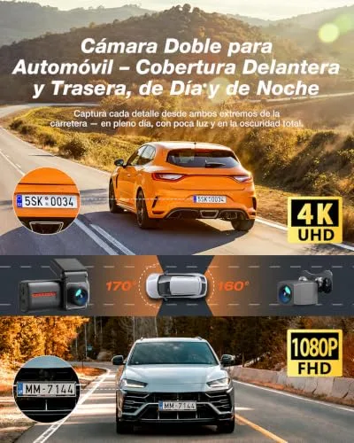 iZEEKER ▫️ 4K Dashcam Frontal e Traseira, Dashcam para carro com Wi-Fi 6 e cartão de 32 GB, Câmara de carro 4K+1080P, Ecrã de 2,99", Aplicação, Visão noturna, Sensor G, Gravação em loop, Monitor de Estacionamento 24 horas 3