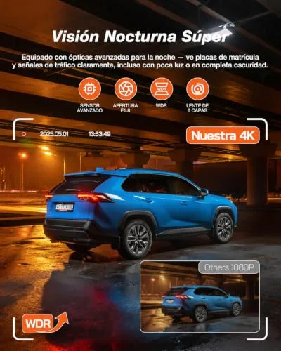 iZEEKER ▫️ 4K Dashcam Frontal e Traseira, Dashcam para carro com Wi-Fi 6 e cartão de 32 GB, Câmara de carro 4K+1080P, Ecrã de 2,99", Aplicação, Visão noturna, Sensor G, Gravação em loop, Monitor de Estacionamento 24 horas 5