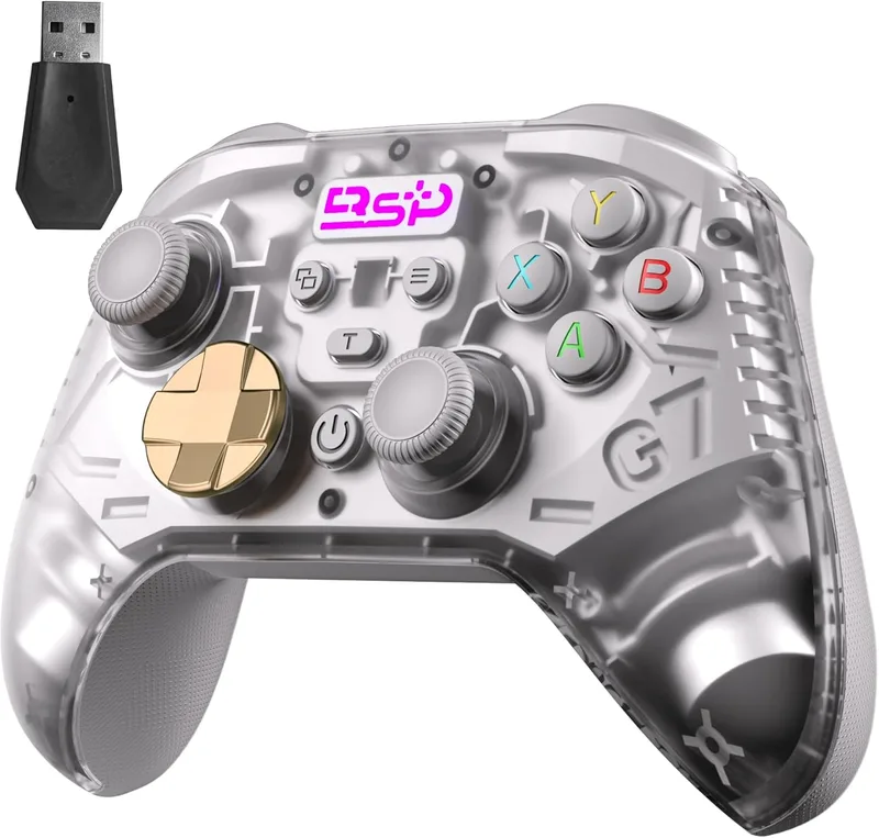 UHM ▫️ PC Controller Controlador de jogos sem fios PC Kabellos Bluetooth Gamepad mit Switch Handy IOS Android Hall Trigger Turbo,Quatro teclas programáveis 6 eixos Gyro Branco