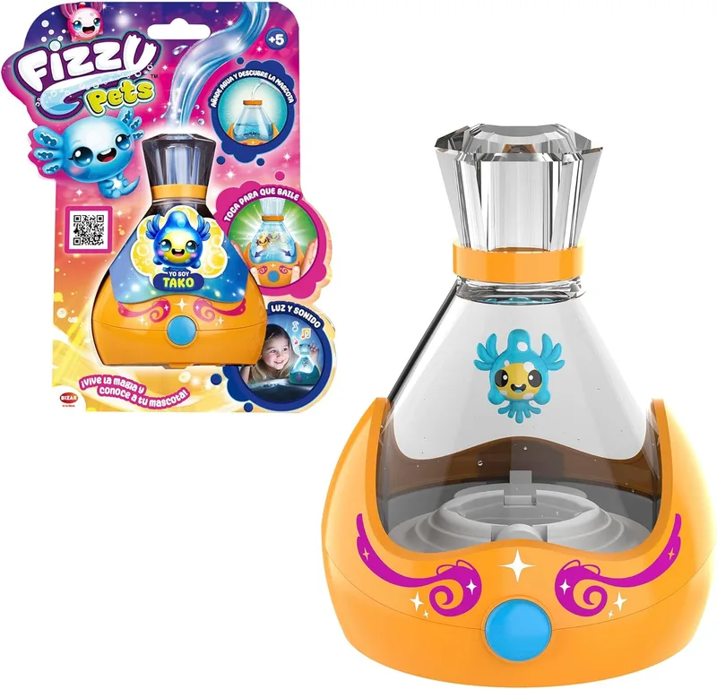 Bizak ▫️ Fizzy Pets Tako,Surpresa mágica, música e dança para interagir, mudança de cor, +5 anos, (62009097-6)