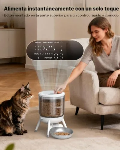 Invengo ▫️ Comedouro Automático para Gatos com Dispensador de Comida Programável, Alimentação com um Toque, Dupla Fonte de Alimentação – Adequado para Gatos e Cães de Pequeno Porte 2