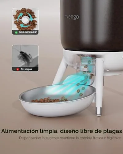 Invengo ▫️ Comedouro Automático para Gatos com Dispensador de Comida Programável, Alimentação com um Toque, Dupla Fonte de Alimentação – Adequado para Gatos e Cães de Pequeno Porte 4