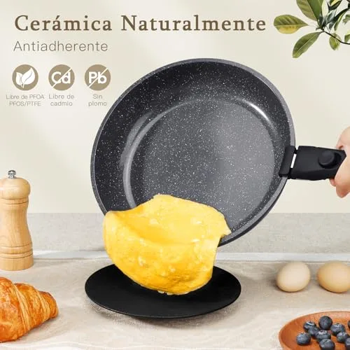 GiPP ▫️ Conjunto de panelas e frigideiras de 15 peças, frigideiras de alumínio para indução, inclui frigideiras de 24 cm e 30 cm, panelas de 3 L e 4 L, wok de 28 cm, tampa, pega removível e outros acessórios 2