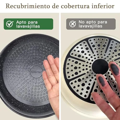 GiPP ▫️ Conjunto de panelas e frigideiras de 15 peças, frigideiras de alumínio para indução, inclui frigideiras de 24 cm e 30 cm, panelas de 3 L e 4 L, wok de 28 cm, tampa, pega removível e outros acessórios 6