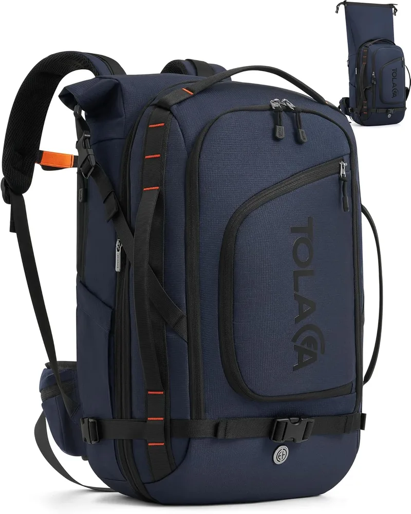 Tolaccea ▫️ Mochila de viagem expansível 40L-55L, mochila de viagem para cabine de avião TSA, mochila grande para portátil de 17,3", mochila de viagem à prova de água para homens, mulheres, caminhadas e campismo
