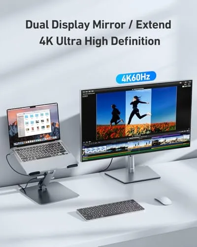 BENFEI ▫️ Suporte para portátil com docking station USB-C 7 em 1, HDMI 4K a 60 Hz, ranhura para cartões SD e Micro SD, carregamento rápido de 100 W, 10 Gbps com 1 porta USB-C 3.2 e 2 portas USB-A 3.2. Compatível com MacBook Pro/Air, iPad Pro e XPS 4