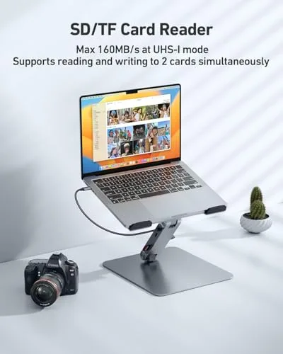 BENFEI ▫️ Suporte para portátil com docking station USB-C 7 em 1, HDMI 4K a 60 Hz, ranhura para cartões SD e Micro SD, carregamento rápido de 100 W, 10 Gbps com 1 porta USB-C 3.2 e 2 portas USB-A 3.2. Compatível com MacBook Pro/Air, iPad Pro e XPS 6