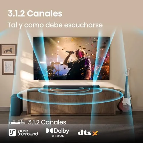 Hisense ▫️ AX3120Q - Barra de som 3.1.2, 440 W, modo de equalização com IA, subwoofer sem fios de 6,5", Dolby Atmos, DTS:X, Hi-Concerto, EzPlay 3.0 5