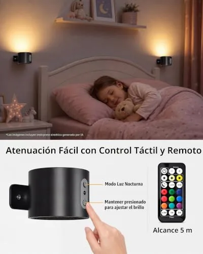 LuminexDesigns ▫️ Conjunto de 2 Candeeiros de Parede LED RGB Recarregáveis AURI WL01 3