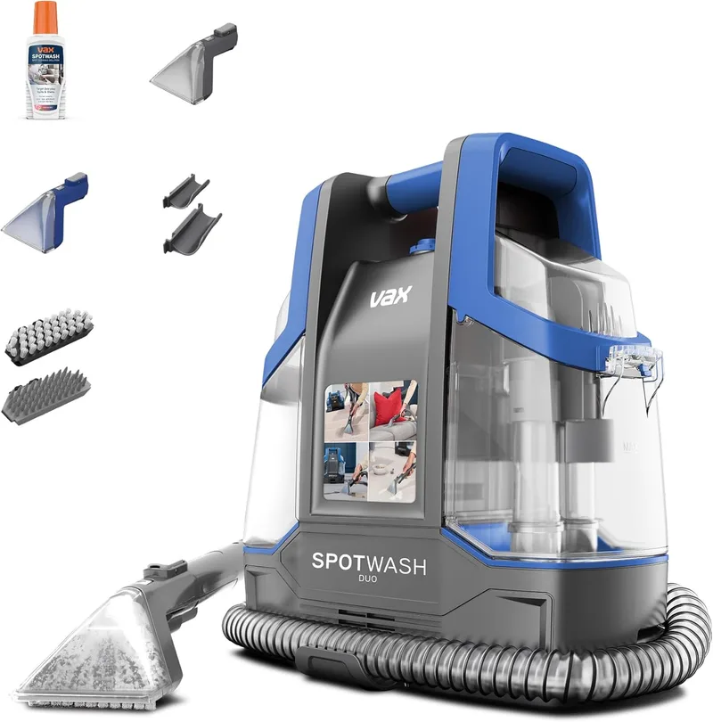Vax ▫️ SpotWash Duo – Removedor de manchas para tapetes e estofos, com acessório para animais de estimação, acessórios para várias superfícies e solução para limpar escadas, sofás, automóveis e superfícies duras