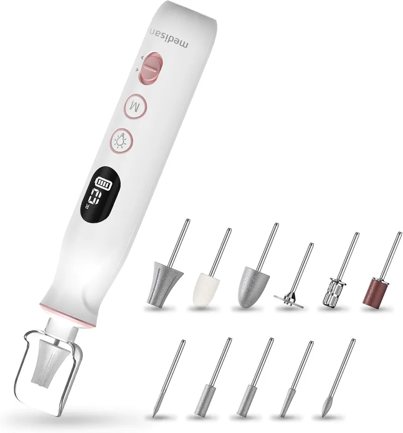 Medisana ▫️ Conjunto elétrico de manicura e pedicura MP 940, berbequim para unhas, lima eléctrica para unhas, kit de cuidados para as mãos e pés e tratamento de unhas, cutículas e calosidades