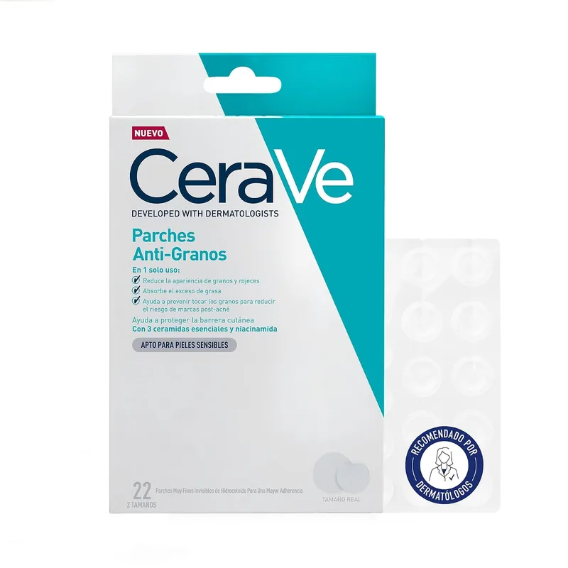 CeraVe ▫️ Adesivos Anti-Acne, com 3 ceramidas essenciais e niacinamida | Reduzem a vermelhidão, acalmam a pele e protegem a barreira cutânea, com resultados em apenas 3 horas.
