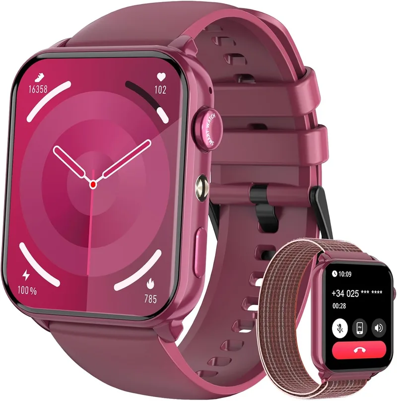 Baolubao ▫️ Smartwatch Mulher, Smartwatch Mulher de 1,91" com Lanterna e Chamada Bluetooth, Relógio Inteligente com 2 Braceletes, Notificação, Pedómetro, Monitor de Ritmo Cardíaco, Design Fino, Rastreador de Atividade IP68 para Android iOS