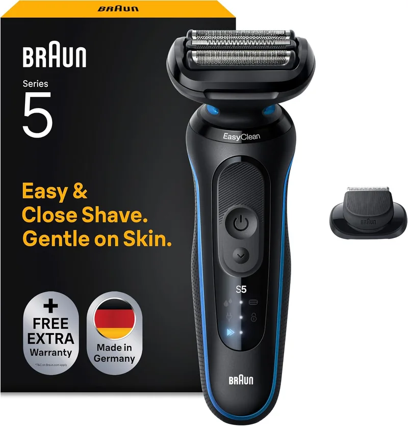 Braun ▫️ Series 5 Máquina de barbear elétrica para homem, 52-B1200SI, azul