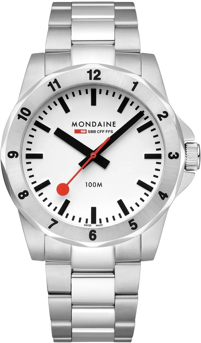 Mondaine ▫️ Relógio analógico de quartzo suíço para homem com bracelete em aço inoxidável MSN.4211B.SK