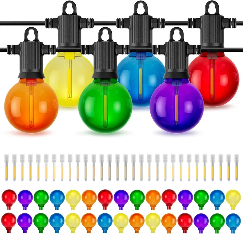 ZOTOYI ▫️ Lâmpadas LED G40 para guirlandas esféricas de exterior – 30 unidades, IP65, resistentes a quebras, em plástico, para decoração de varandas/bistrôs/jardins, 6 cores
