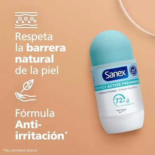 Sanex ▫️ Dermo+ Active Freshness, Desodorizante Antitranspirante Roll-On, 6x50 ml 3