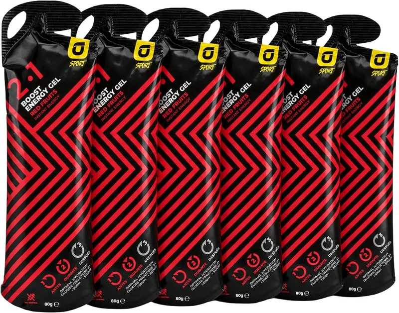 RECUPERAT-ION ▫️ EMBALAGEM DE 6 Géis Energéticos com Magnésio + Glicose + Eletrólitos e Zinco para Desportistas de Ciclismo, Corrida e Cãibras Musculares - Sabor a Frutos Vermelhos, Sem Glúten - Saqueta Adequada para Veganos | RECUPERAÇÃO