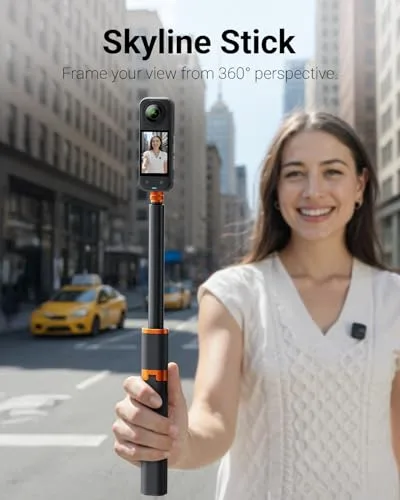 Vimose ▫️ Tripé invisível para selfies de 48 polegadas para Insta360 X4/GO 3/X3/ONE RS/ONE X2/ONE X/GO 2/ONE R/ONE - Barra de extensão para selfies com pega ajustável e à prova de água para câmaras de ação 2