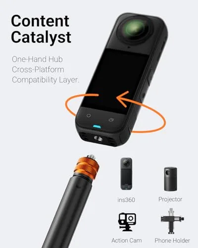 Vimose ▫️ Tripé invisível para selfies de 48 polegadas para Insta360 X4/GO 3/X3/ONE RS/ONE X2/ONE X/GO 2/ONE R/ONE - Barra de extensão para selfies com pega ajustável e à prova de água para câmaras de ação 5
