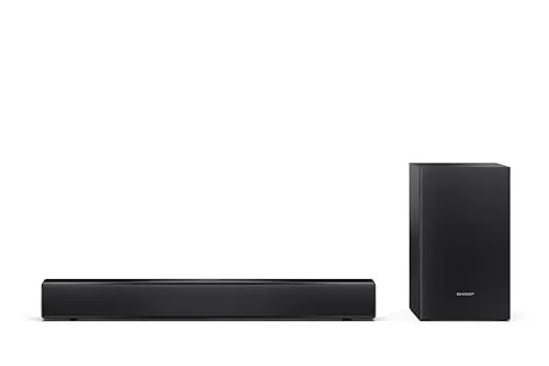 Sharp ▫️ Barra de som para TV HT-SBW121, compatível com Roku TV, 240 W, subwoofer sem fios, Bluetooth 5.3, HDMI ARC, USB, ótica, AUX, 2.1, preta 2